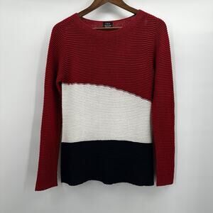 Amarynth Sweater Womens Medium Red White Blue Knit Made in Italy